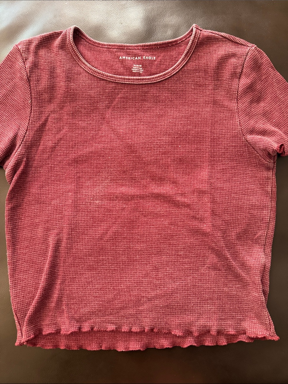 American Eagle Waffle Weave Tee - Dusty Rose